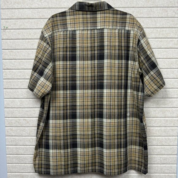 Dickies Men’s Short Sleeve Windowpane Plaid Work Shirt XL Brown Black Button-Up - Picture 3 of 8